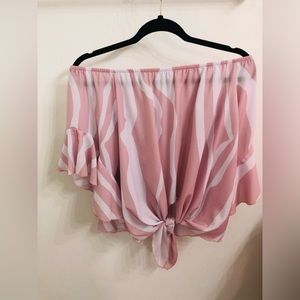 Pink white off shoulder top